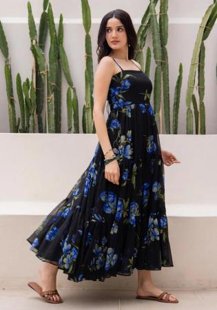 Picture of Charming Georgette Black Readymade Gown