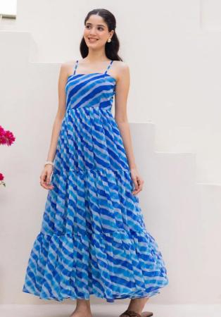 Picture of Ideal Georgette Dark Cyan Readymade Gown