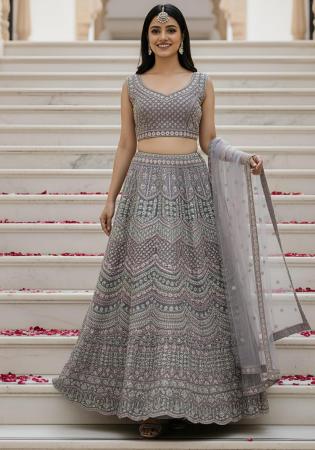 Picture of Superb Net Dim Gray Lehenga Choli