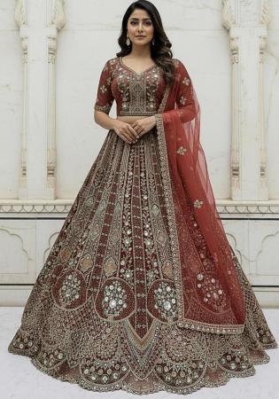 Picture of Bewitching Organza Red Lehenga Choli