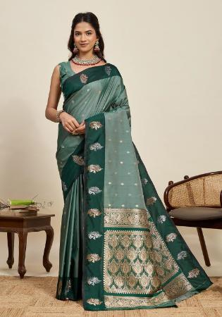Picture of Good Looking Silk Sea Green Saree