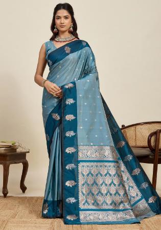 Picture of Statuesque Silk Cadet Blue Saree