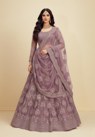 Picture of Gorgeous Net & Silk Grey Lehenga Choli