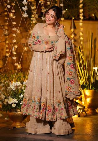 Picture of Pretty Silk Beige Readymade Salwar Kameez