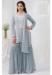 Picture of Georgette Light Slate Grey Straight Cut Salwar Kameez