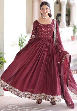 Picture of Graceful Silk Maroon Readymade Gown