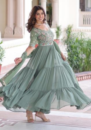 Picture of Radiant Silk Slate Grey Readymade Gown