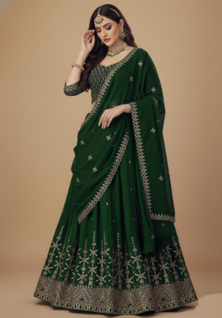 Picture of Taking Georgette Dark Green Lehenga Choli