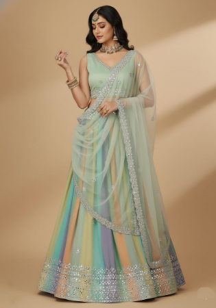 Picture of Wonderful Georgette Dark Khaki Lehenga Choli