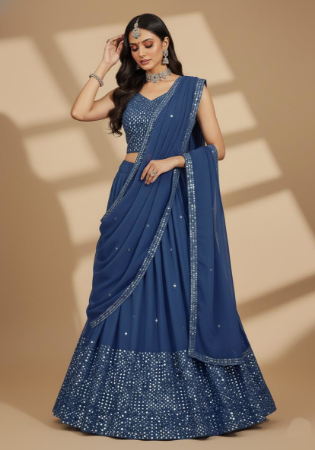 Picture of Appealing Georgette Midnight Blue Lehenga Choli