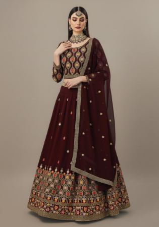Picture of Statuesque Georgette Maroon Lehenga Choli