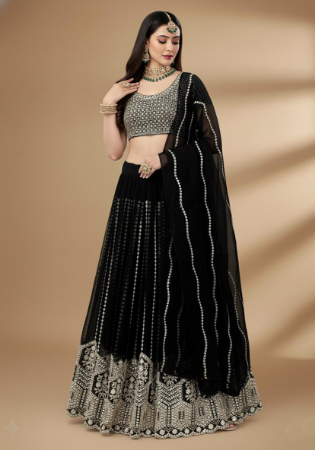 Picture of Fine Georgette Black Lehenga Choli
