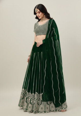 Picture of Bewitching Georgette Dark Green Lehenga Choli