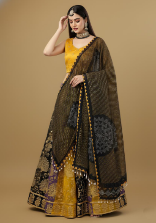 Picture of Delightful Georgette Dark Golden Rod Lehenga Choli