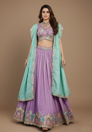Picture of Good Looking Net & Satin & Silk Rosy Brown Lehenga Choli