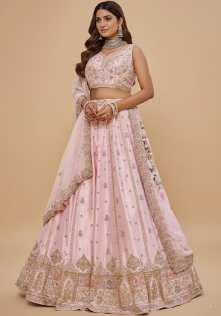Picture of Good Looking Net & Satin & Silk Rosy Brown Lehenga Choli
