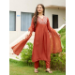 Picture of Rayon & Silk Indian Red Readymade Salwar Kameez
