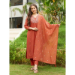 Picture of Rayon & Silk Indian Red Readymade Salwar Kameez