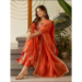 Picture of Rayon & Silk Fire Brick Readymade Salwar Kameez