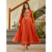 Picture of Rayon & Silk Fire Brick Readymade Salwar Kameez