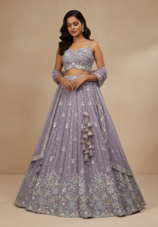 Picture of Taking Chiffon & Net & Organza Grey Lehenga Choli