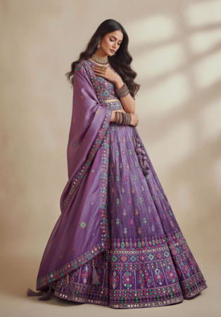 Picture of Chiffon & Net & Organza Light Slate Grey Lehenga Choli