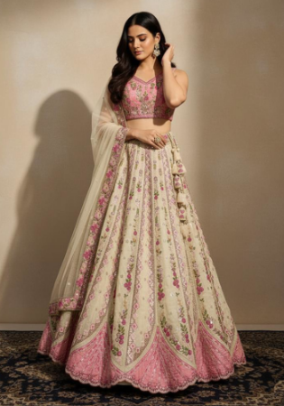 Picture of Chiffon & Net & Organza Rosy Brown Lehenga Choli