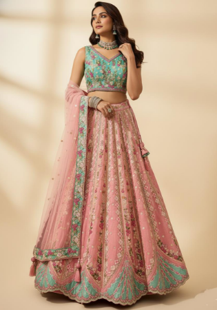 Picture of Chiffon & Net & Organza Light Pink Lehenga Choli