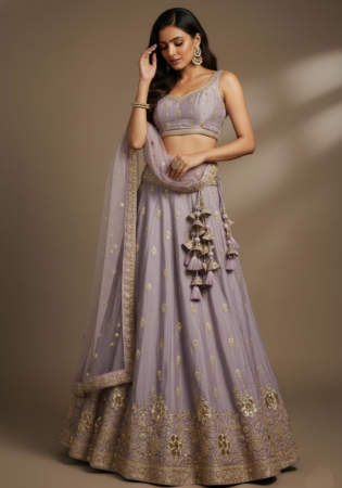Picture of Radiant Chiffon & Net & Organza Grey Lehenga Choli
