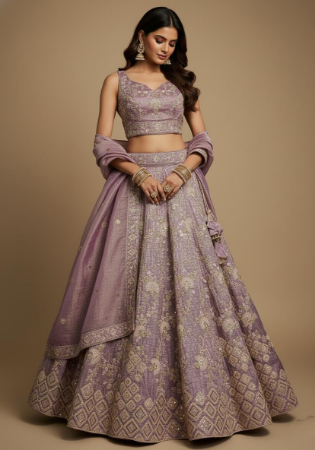 Picture of Stunning Chiffon & Net & Organza Grey Lehenga Choli