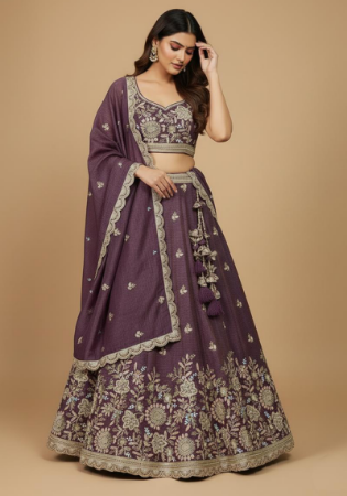 Picture of Chiffon & Net & Organza Medium Orchid Lehenga Choli