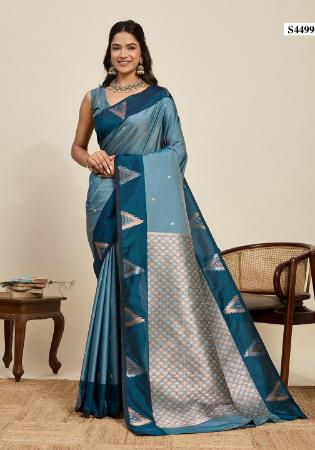 Picture of Exquisite Silk Cadet Blue Saree