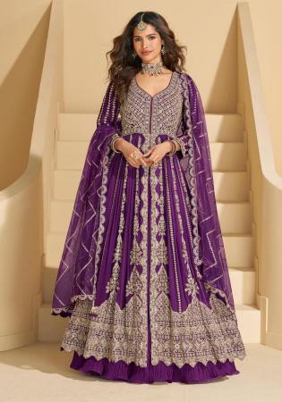 Picture of Elegant Chiffon Purple Anarkali Salwar Kameez