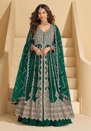 Picture of Bewitching Chiffon Dark Green Anarkali Salwar Kameez