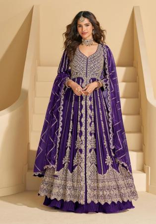 Picture of Wonderful Chiffon Midnight Blue Anarkali Salwar Kameez