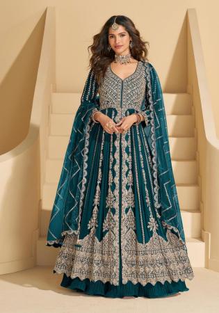 Picture of Bewitching Chiffon Midnight Blue Anarkali Salwar Kameez