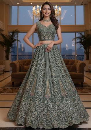Picture of Shapely Net Dim Gray Lehenga Choli