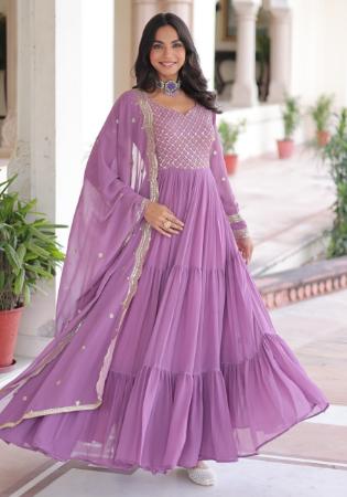 Picture of Sightly Georgette Plum Readymade Gown