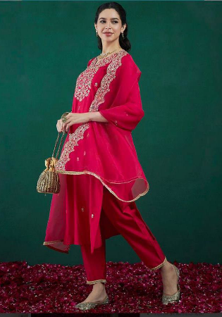 Picture of Silk & Organza Light Coral Readymade Salwar Kameez
