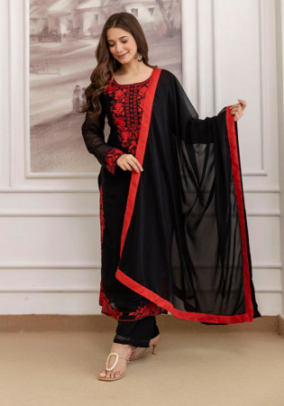Picture of Statuesque Silk Black Readymade Salwar Kameez