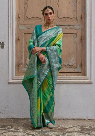 Picture of Gorgeous Silk Forest Green Saree