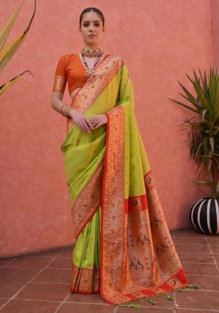 Picture of Shapely Silk Yellow Green Saree