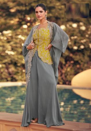 Picture of Stunning Chiffon Yellow Straight Cut Salwar Kameez