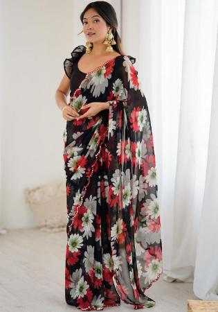 Picture of Bewitching Georgette Black Saree