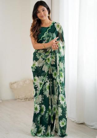 Picture of Charming Georgette Midnight Blue Saree