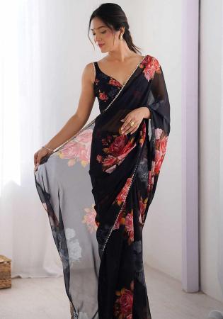 Picture of Beauteous Georgette Black Saree