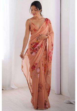 Picture of Bewitching Georgette Pale Violet Red Saree