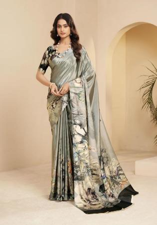 Picture of Comely Silk Dark Slate Grey Saree