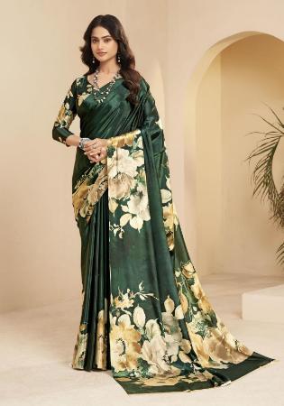 Picture of Graceful Silk Dark Olive Green Saree