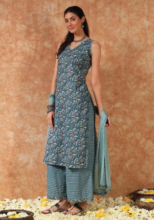 Picture of Cotton Dark Slate Grey Readymade Salwar Kameez